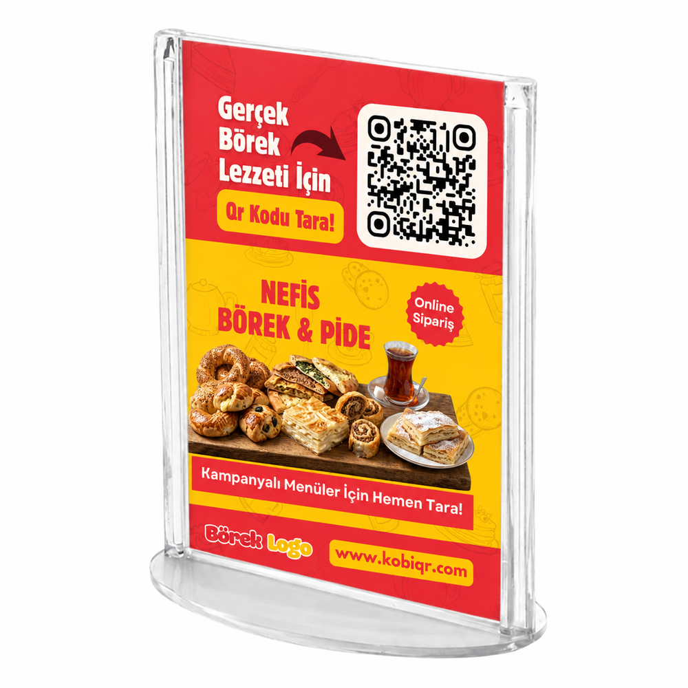 Börekçiler İçin QR Menü Standı - Oval - Restoran